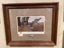1983 Iowa Habitat Stamp Glass Framed Picture-21''X 17''