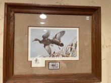 1986 Iowa Duck Stamp Glass Framed Picture-21''X 17''