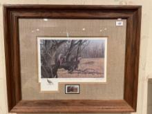 1986 Iowa Habitat Stamp Glass Framed Picture-21''X 17''