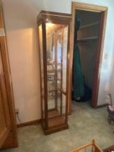 Really nice lighted glass display cabinet with 5 shelves, 72 inches H by 16 inches W by 12 inches D