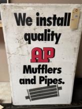 "We Install Quality AP Mufflers and Pipes" Metal Sign-34'' x 22''