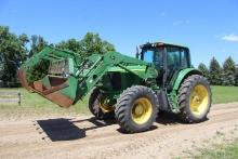 JD 7520 MFWD Tractor w/Cab, JD 740 Loader Tach shows 2,685 Hrs., believed to be approx. 12,685 Hrs.,