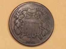 1865 Fancy Five 2 Cent piece