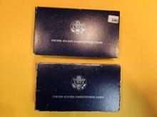 Two 1987 US Proof Deep Cameo Commemorative Silver Dollar Sets