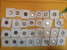 Thirty silver Mercury Dimes