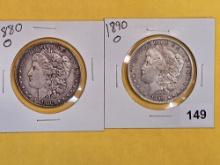 1890-O and 1880-O Morgan Dollars