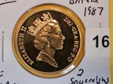 GOLD! 1987 GEM Proof Deep Cameo GOLD Great Britain 2 Sovereigns