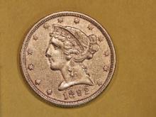 GOLD! Brilliant About Uncirculated 1892 Liberty Head Gold Five Dollars