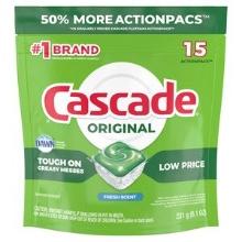 Cascade Original ActionPacs Dishwasher Detergent, Fresh Scent, 15 Ct - 8.1 Oz