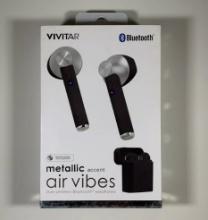 Vivitar AIR VIBES Metallic Accent True Wireless Bluetooth Earphones, BLK