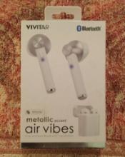Vivitar Metallic Air Vibes Bluetooth Wireless Ear Headphones, White