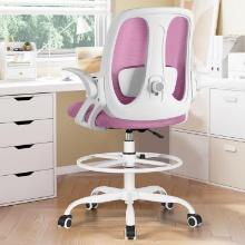 Razzor Drafting Chair, Tall Ergonomic Office Chair w/Adjustable Lumbar Support - Pink