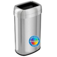 iTouchless 16 Gal/61 L Open Top Trash Can & Recycle Bin w/Double Odor Filters, Stainless Steel