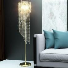 QiMH Crystal Floor Lamp, Bling Elegant Rain Lamp, Gold-Tone