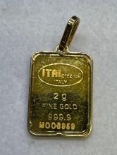 ITAL 2 Gram 9999 Fine Gold Bullion Bar