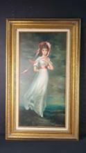 Framed artwork oil/canvas titled Pinkie with signature
