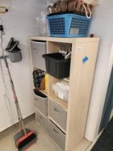 Ikea wooden prefab cubby and contents