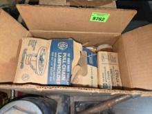 Box of Vintage Porcelain Light Fixtures, Still in Boxes, and Trailer Lights. All one Money.