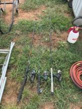 3 fishing rods and reels