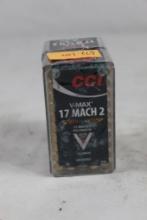 Two boxes of CCI 17 Mach 2, 17gr V-Max. Count 100.