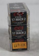 Three boxes of CCI 17 Mach 2 17gr V-Max. Count 150.