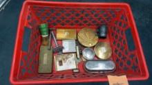 Plastic Crate W/ Compact Containers, Razors, Brush