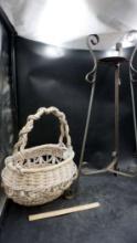 Basket & Standing Metal Candle Holder