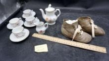 Children Shoes & Porcelain Tea Set
