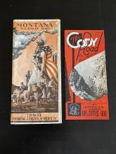 Montana/Yellowstone Park Group of (2) Vintage Roadmaps