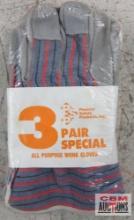 PSP Prosperity Safety Products 80951 3pk Special All Purpose Work Gloves 25% Cotton 75% Leather