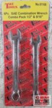 T & E Tools 61168 6pc SAE Combination Wrench Combo Pack 1/2" & 9/16"