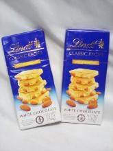 Lot of 2 Lindt Classic Recipe White Chocolate Whole Almonds 5.3Oz Bars