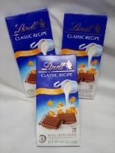 Lot of 3 Lindt Classic Recipe Milk Chocolate Caramel w/ Sea Salt 4.4Oz Bars