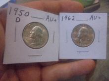 1950 D Mint & 1962 Silver Quarters