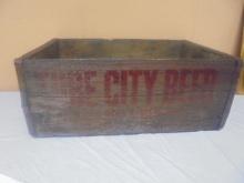 Antique Tube City Beer Wooden Advertisement Crate