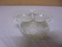 Vintage Fenton Opalescent Glass 3 Bowl Candy Dish