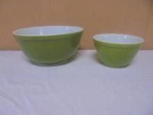 2 Pc. Vintage Pyrex Verde Avocado Green Mixing Bowls