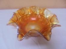 Vintage Fento Marigold Carnival Glass Scalloped Bowl