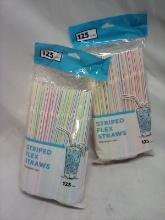 Striped Flex Straw Lot- 2 Packs of 125
