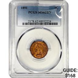 1891 Indian Head Cent PCGS MS62 BN