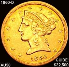 1860-D $5 Gold Half Eagle