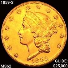 1859-S $20 Gold Double Eagle UNCIRCULATED