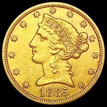1885-S $5 Gold Half Eagle CLOSELY UNCIRCULATED