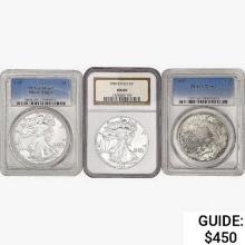 1922-1989 [3] US Varied Silver Coinage NGC/PCGS MS