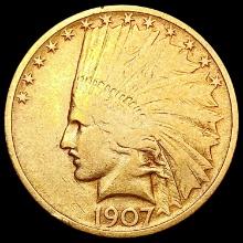 1907 $10 Gold Eagle LIGHTLY CIRCULATED