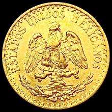 1919 Mexico Gold 2 Pesos 0.0482oz CLOSELY UNCIRCUL