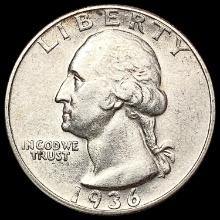 1936-D Washington Silver Quarter CLOSELY UNCIRCULA