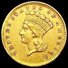 1856 Slanted 5 Rare Gold Dollar CHOICE AU