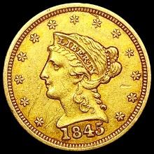 1845 $5 Gold Half Eagle CLOSELY UNCIRCULATED