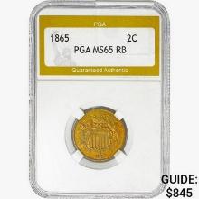 1865 Two Cent Piece PGA MS65 RB
